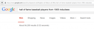 google results baseball keyword example
