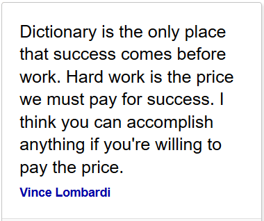 hard work is what you pay for success
