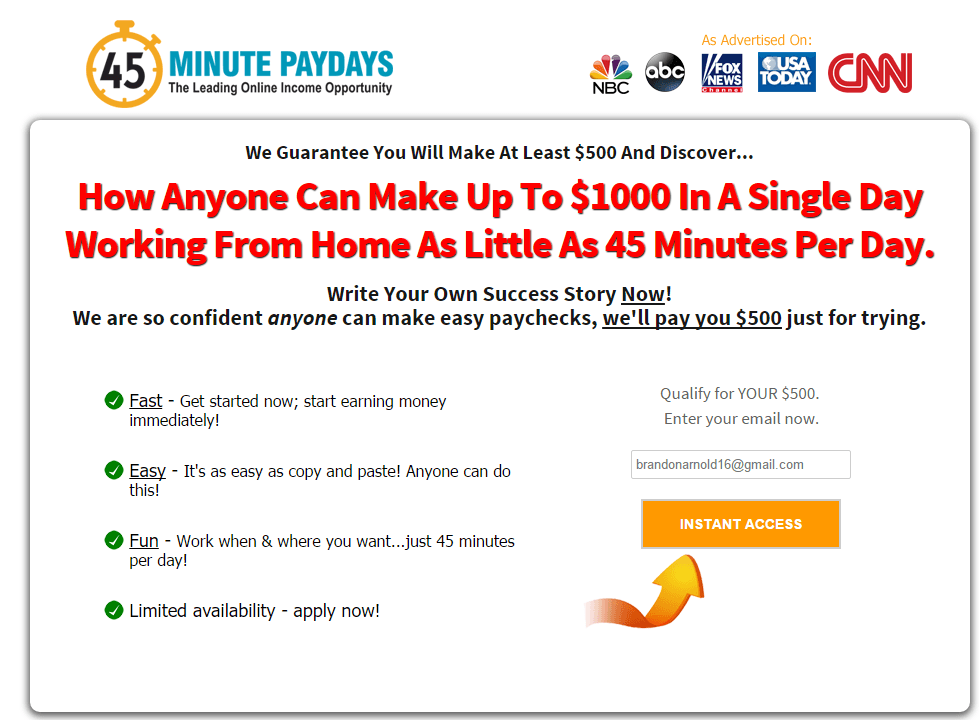 45 Minute Paydays Is A scam