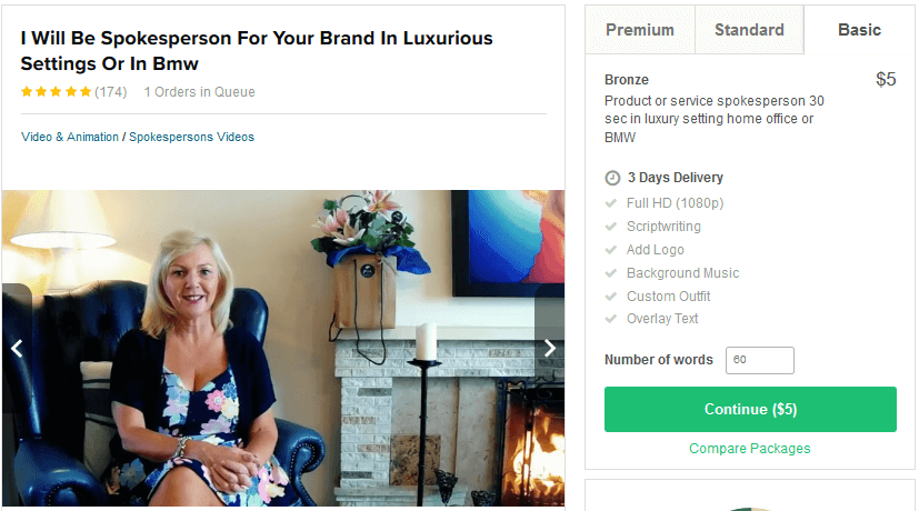 Here's the Actress on Fiverr